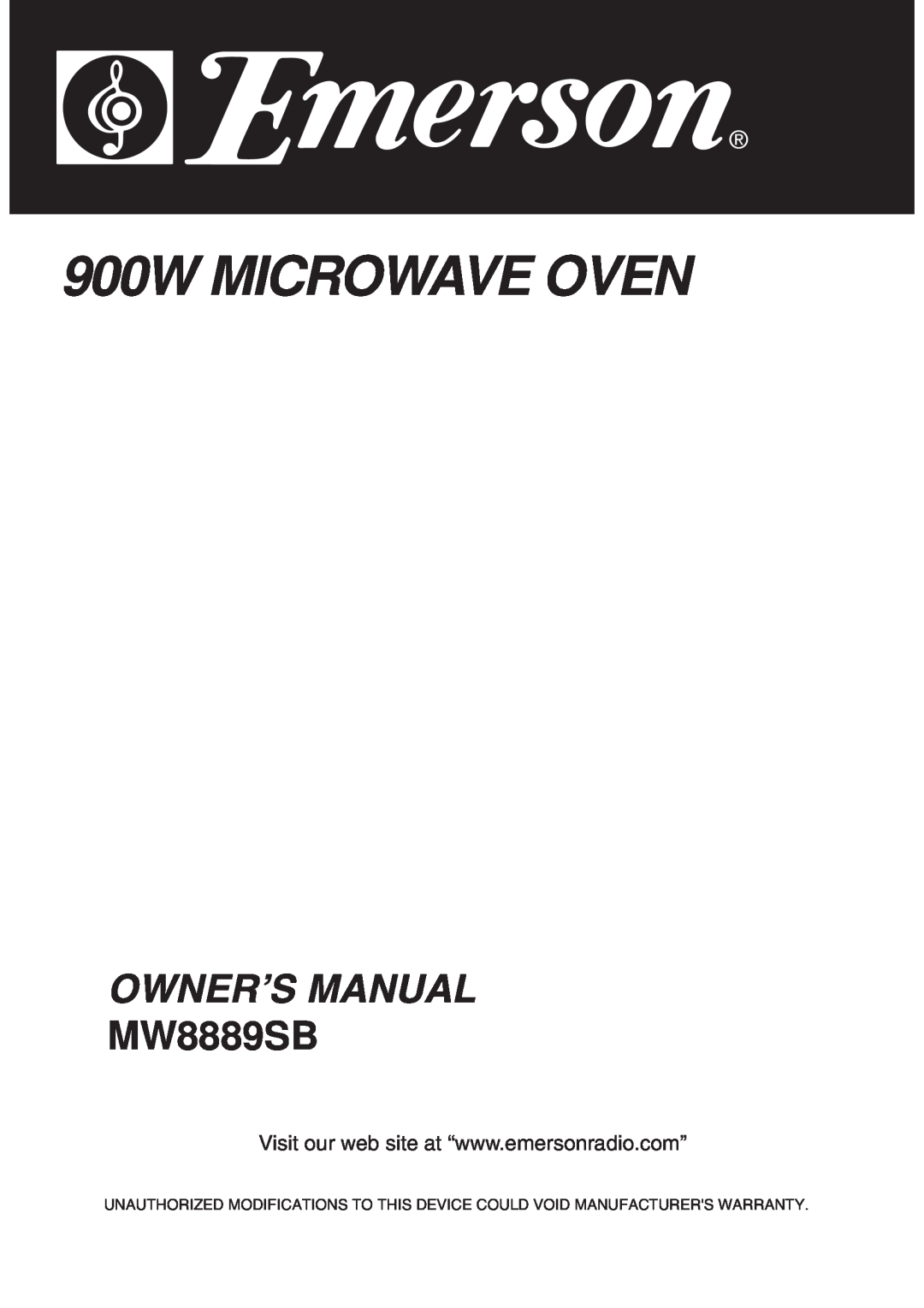 Emerson MV1094F owner manual 900W MICROWAVE OVEN, Owner’S Manual, MW8889SB 