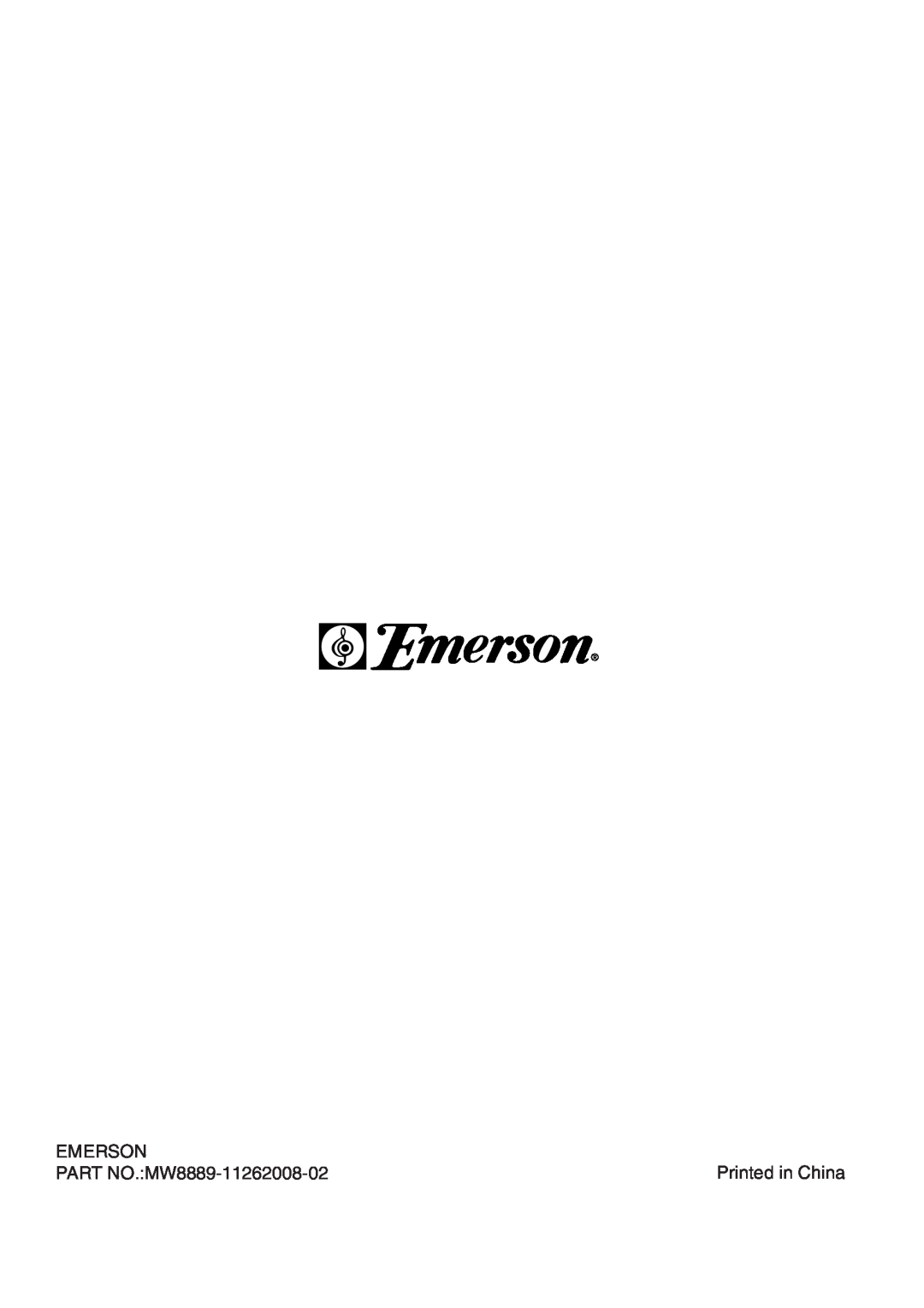 Emerson MV1094F, MW8889SB, 900W owner manual Emerson, PART NO.MW8889-11262008-02, Printed in China 