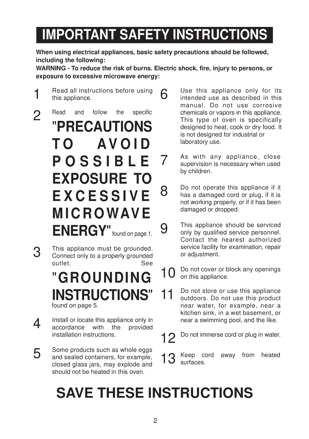 Emerson MW8991SB owner manual A V O I D 