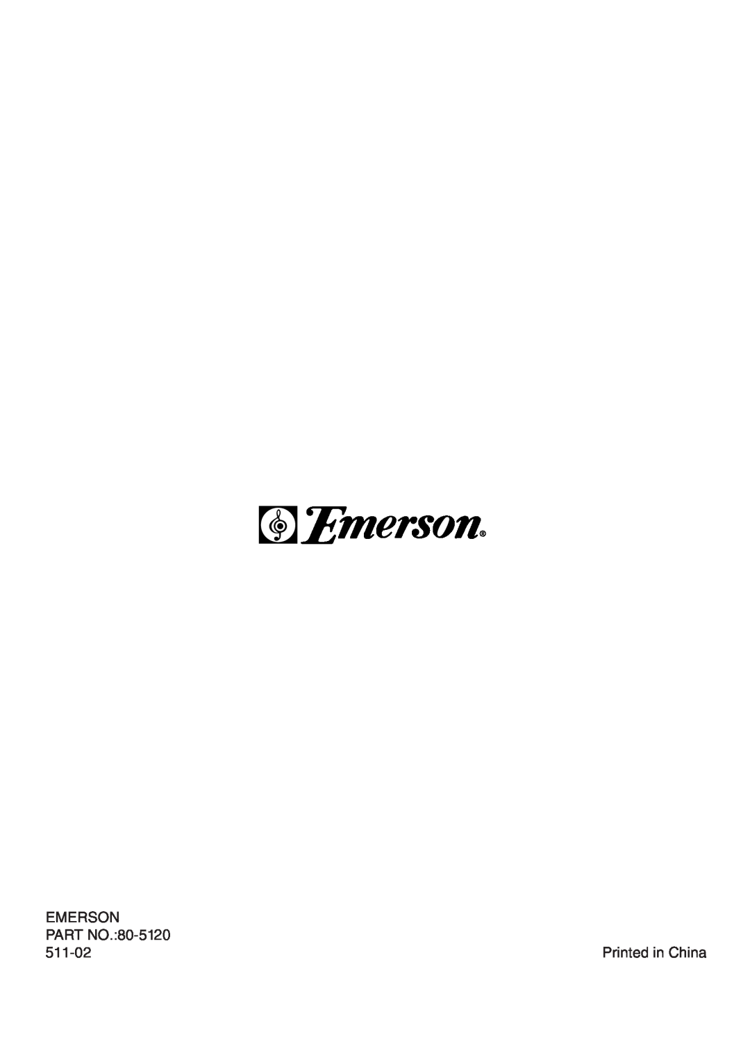 Emerson MW8991SB owner manual Emerson, PART NO.80-5120, 511-02, Printed in China 