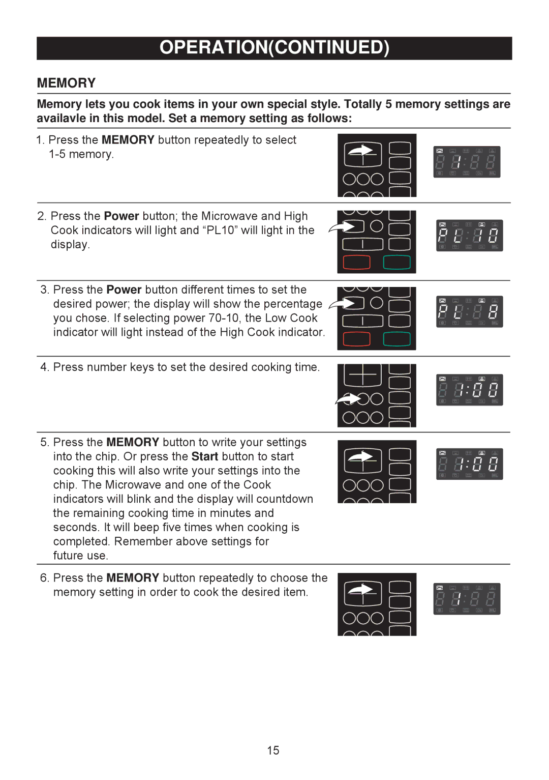 Emerson MW8992-RD, MW8992SB-RD owner manual Memory 