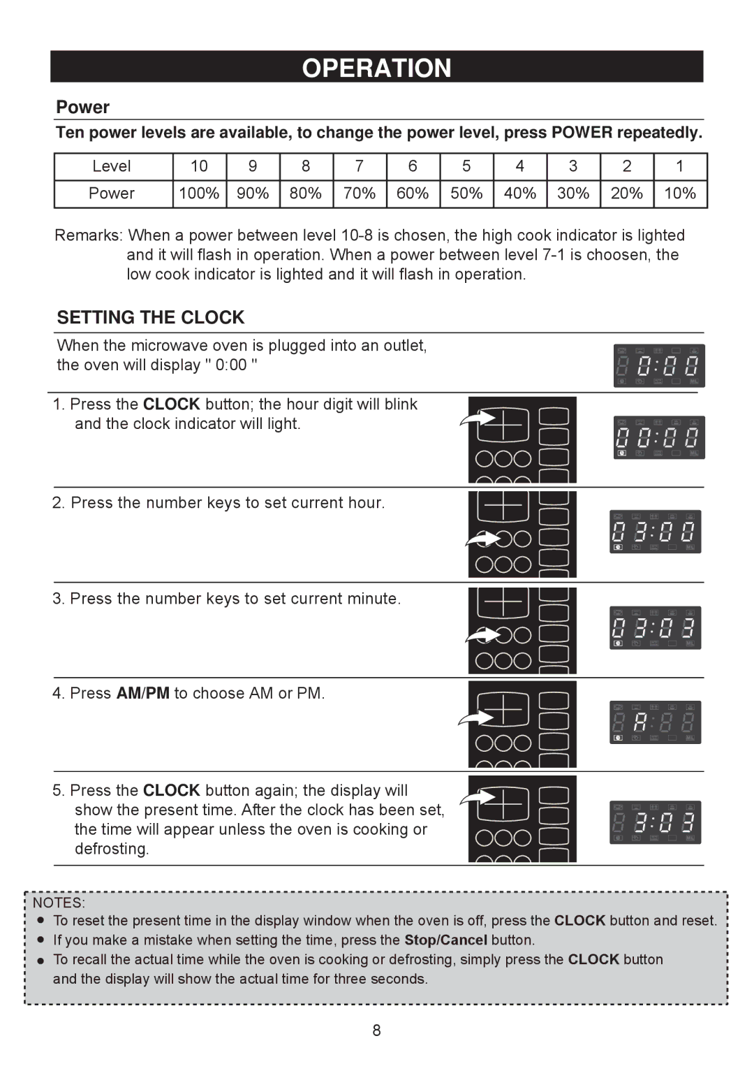 Emerson MW8992SB-RD, MW8992-RD owner manual Operation, Setting the Clock 