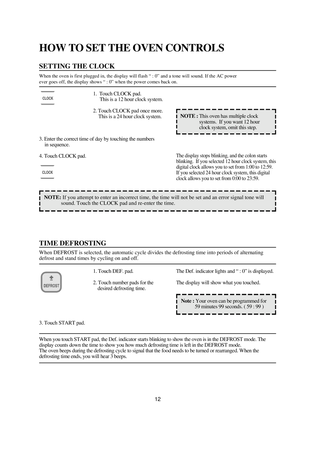 Emerson MW8993WC/BC owner manual HOW to SET the Oven Controls, Setting the Clock, Time Defrosting 