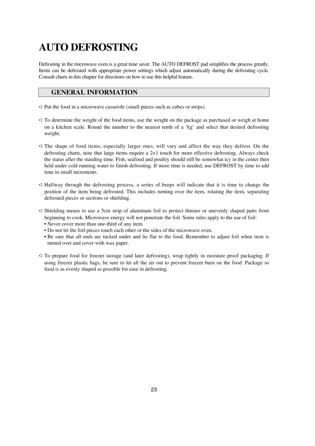 Emerson MW8993WC/BC owner manual Auto Defrosting, General Information 