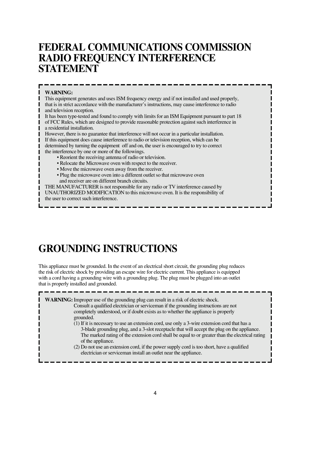 Emerson MW8993WC/BC owner manual Grounding Instructions 