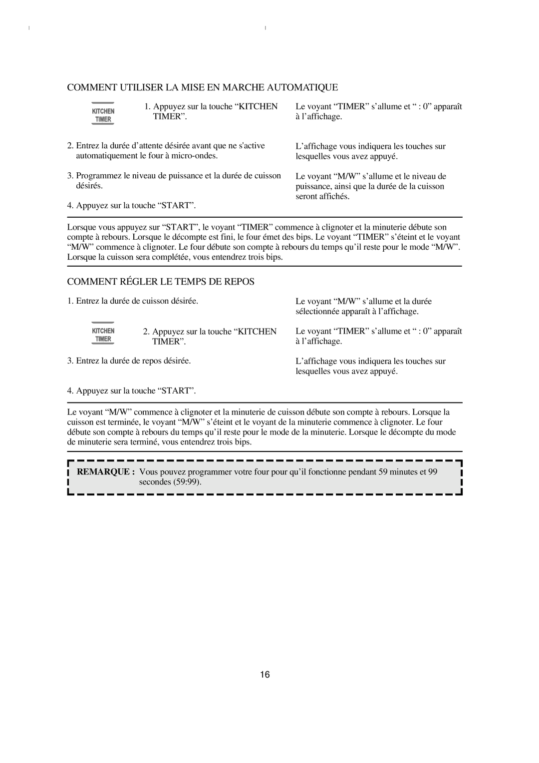 Emerson MW8993WC/BC owner manual Comment Utiliser LA Mise EN Marche Automatique 