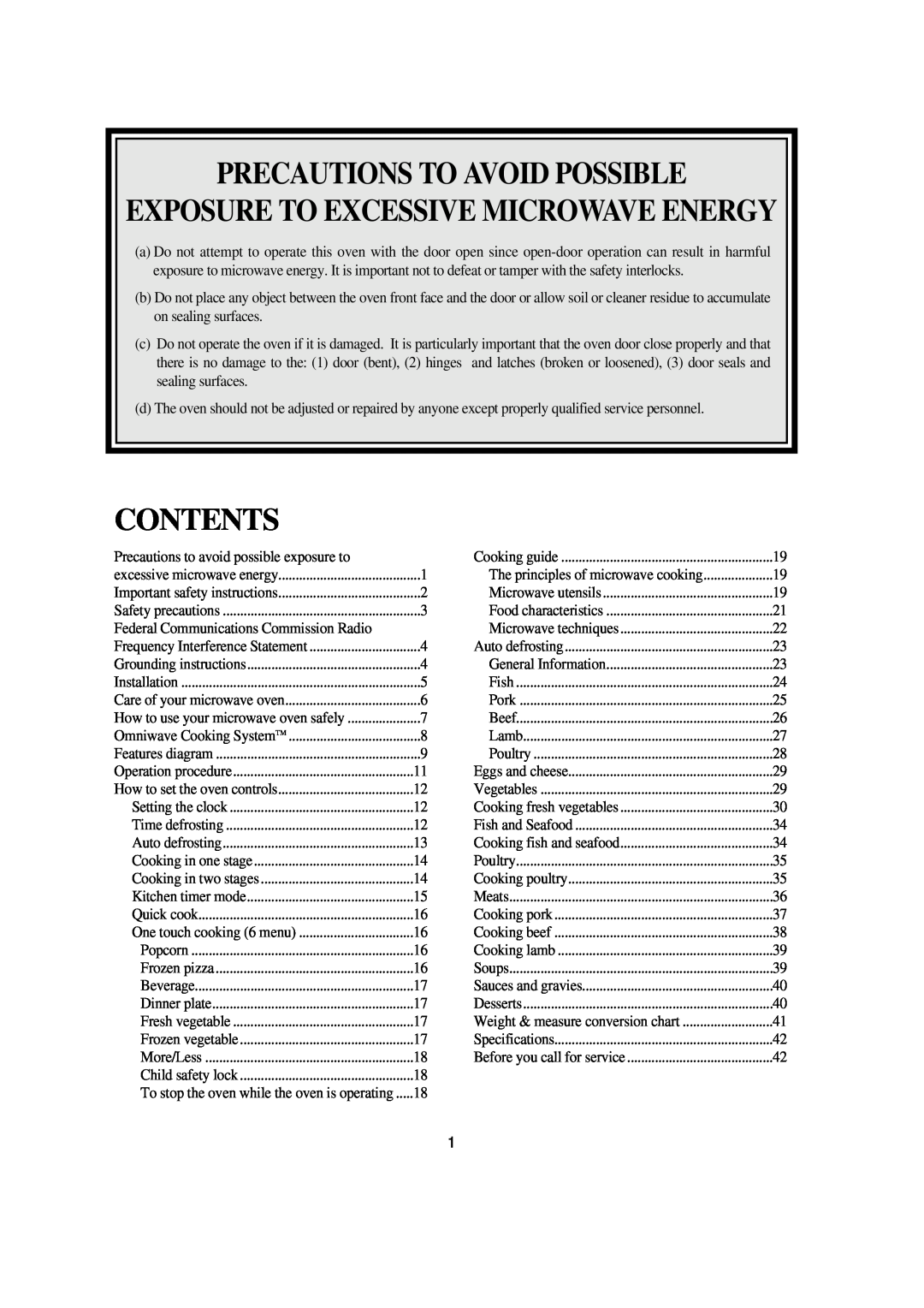Emerson MW8993WC/BC owner manual Precautions To Avoid Possible, Contents, Exposure To Excessive Microwave Energy 