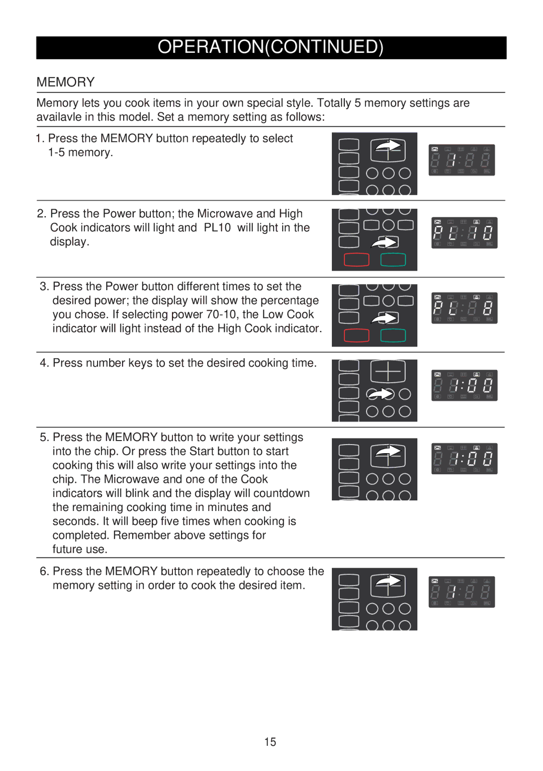 Emerson MW8997W, MW8997B owner manual Memory 