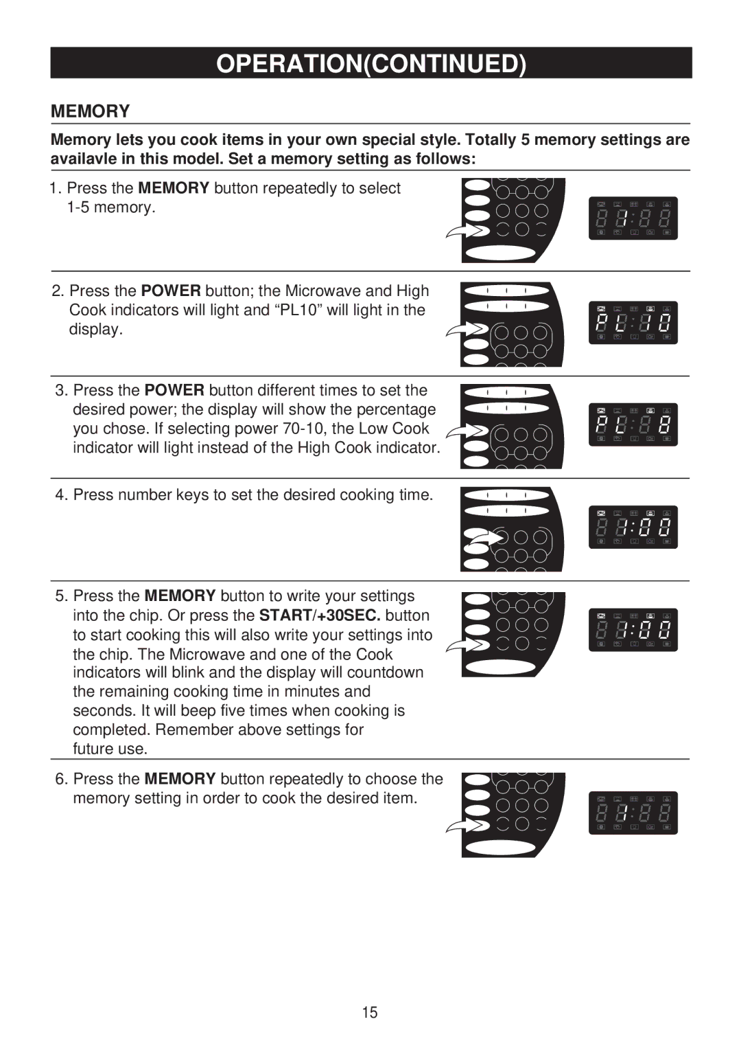 Emerson MW8998B owner manual Memory 