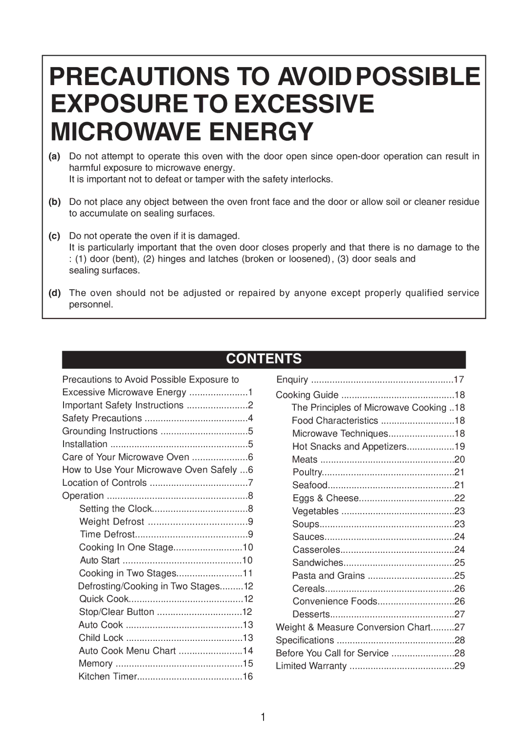 Emerson MW8998B owner manual Contents 