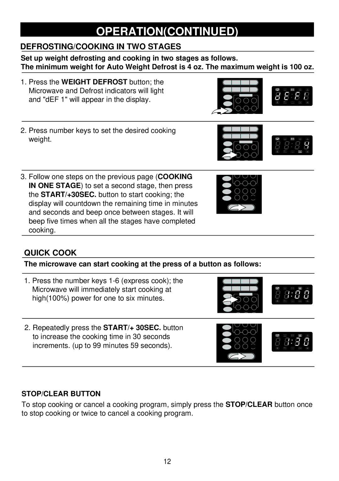 Emerson MW8999SB, MW8999RD owner manual DEFROSTING/COOKING in TWO Stages, Quick Cook 