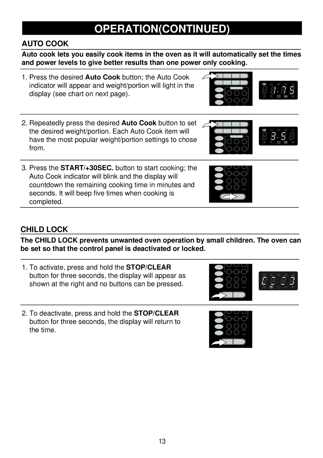 Emerson MW8999RD, MW8999SB owner manual Auto Cook, Child Lock 