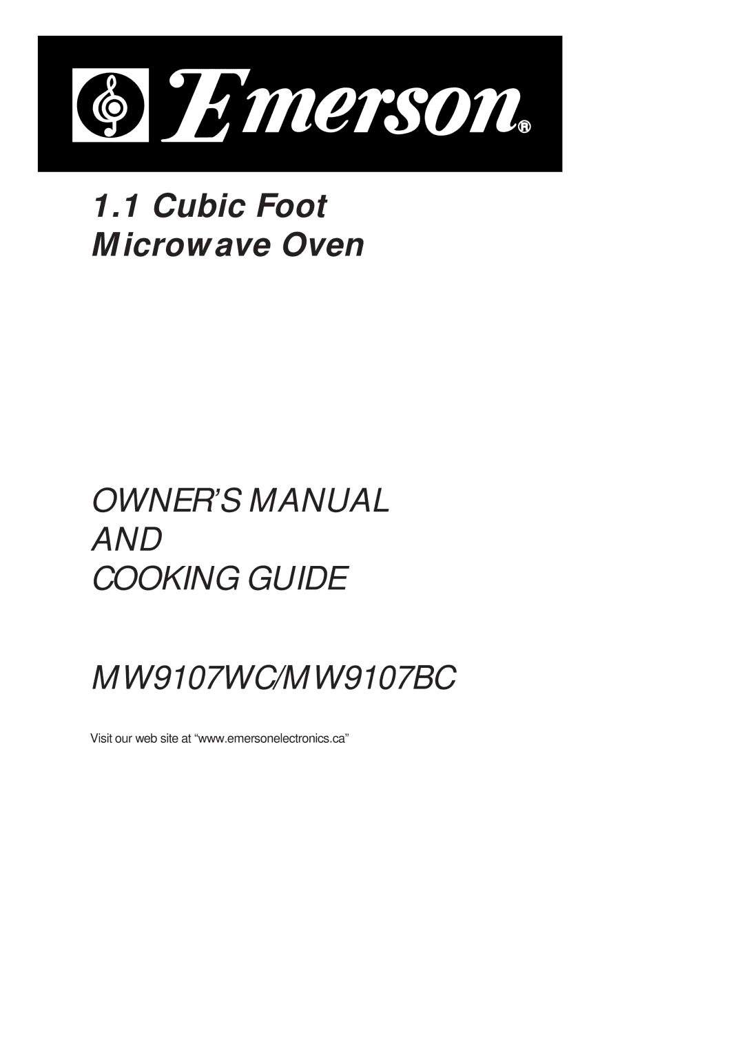 Emerson MW9107BC, MW9107WC owner manual Cubic Foot Microwave Oven 