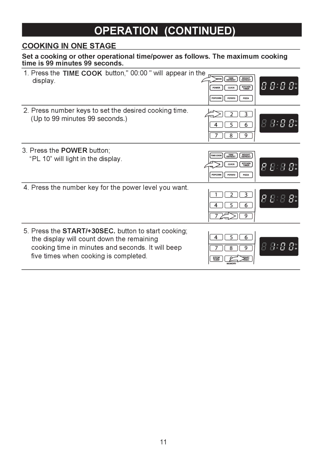 Emerson MW9325SL owner manual Cooking in ONE Stage 