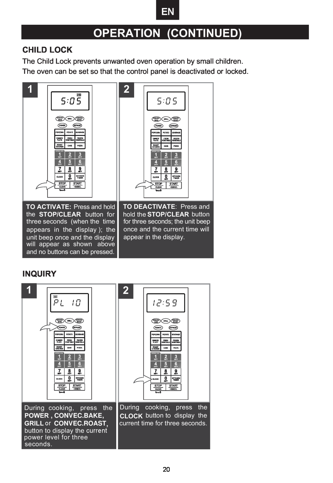 Emerson MWCG1584SB 235$7,21&217,18, +,//2, 148,5, FxuuhqwWlphIruWkuhhVhfrqgv, XulqjFrrnlqjSuhvvWkh 