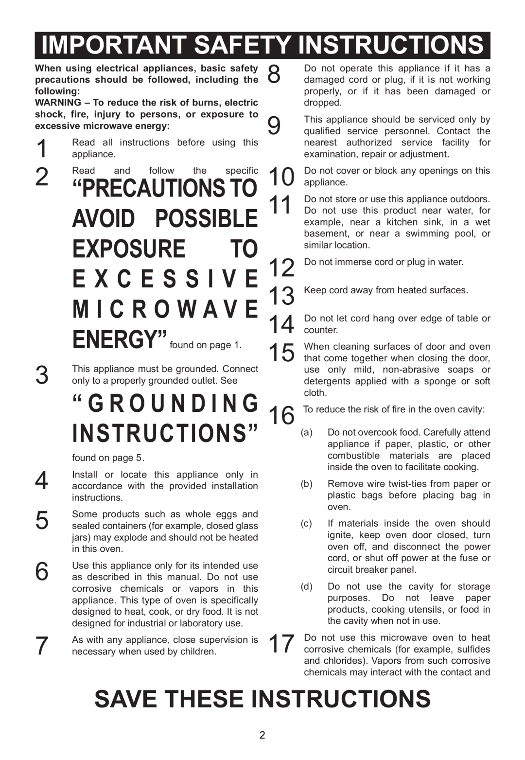 Emerson 1100W, MWG9115SL owner manual Important Safety Instructions 