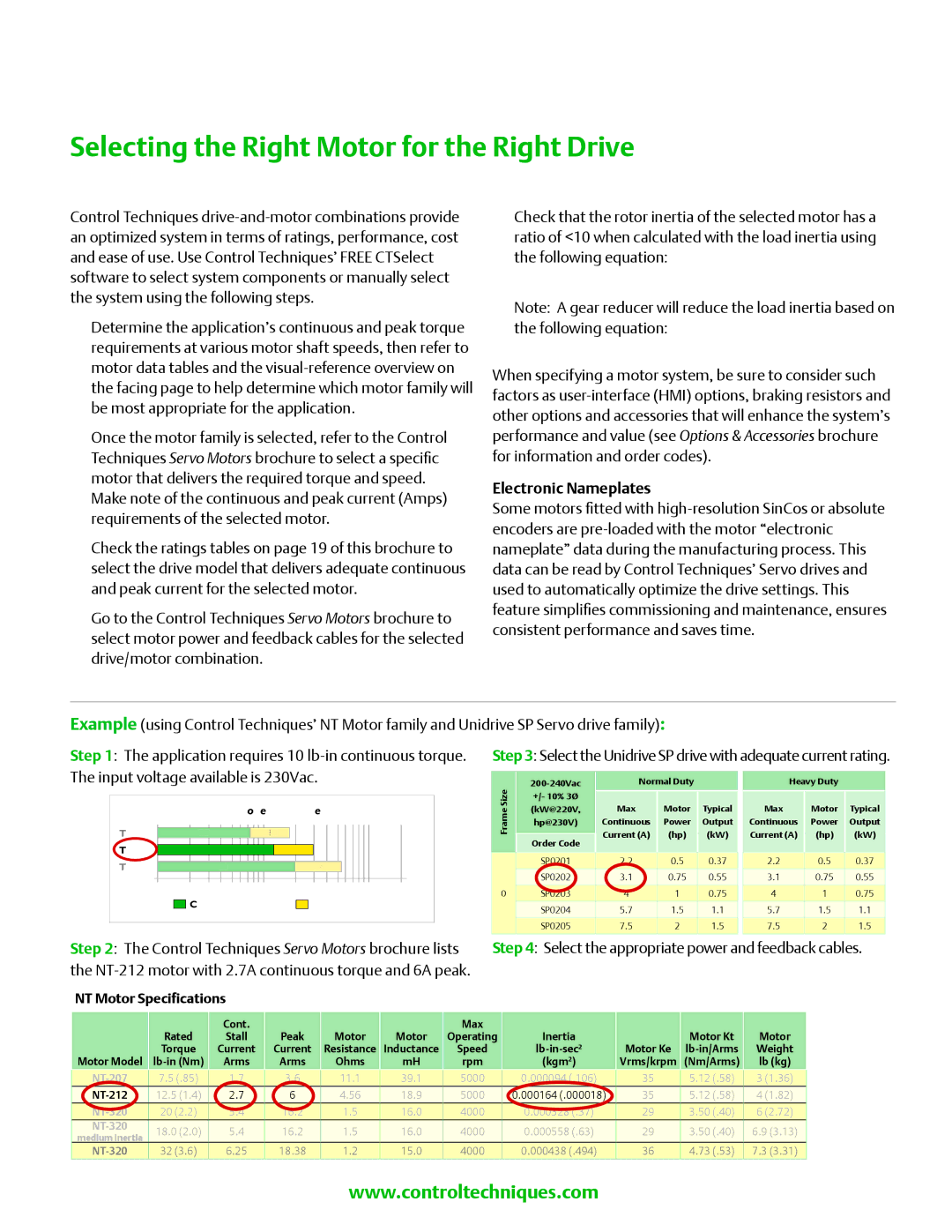 Emerson E171230, N1652 manual Selecting the Right Motor for the Right Drive, Electronic Nameplates 