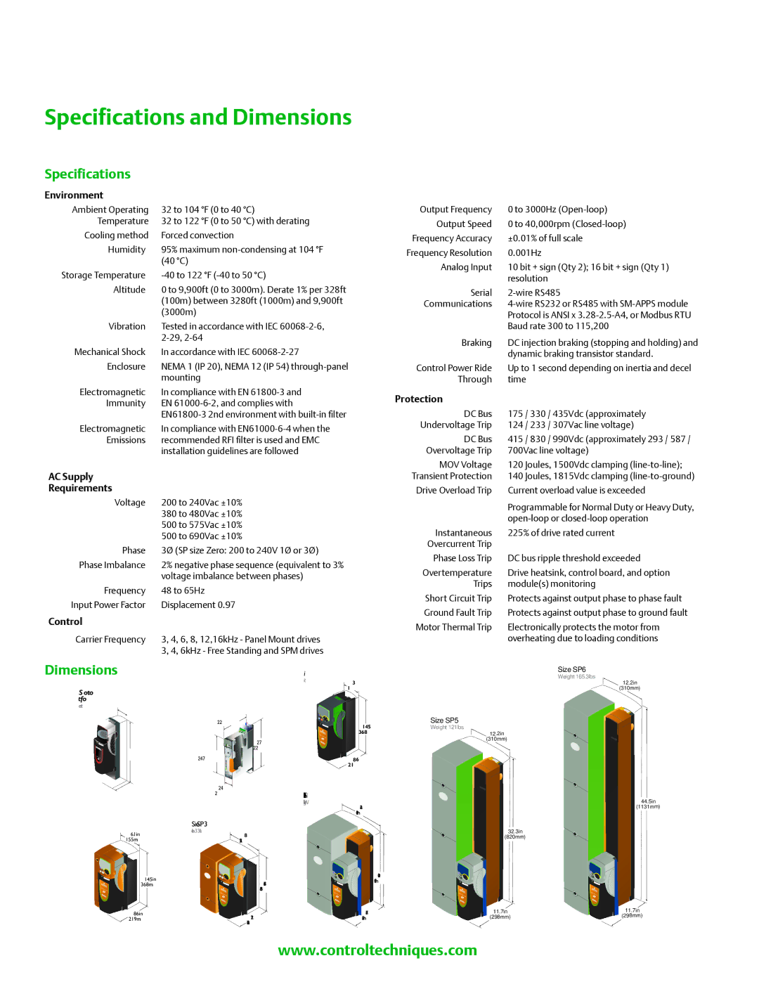 Emerson N1652, E171230 manual Specifications and Dimensions 