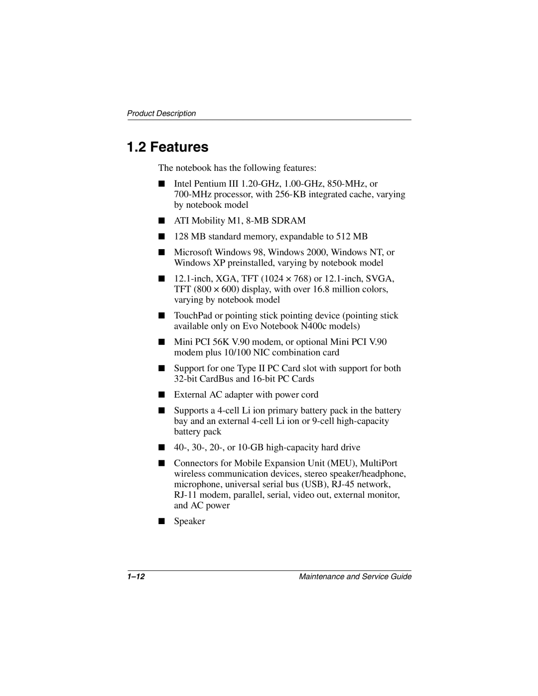 Emerson N400C, N410C manual Features 