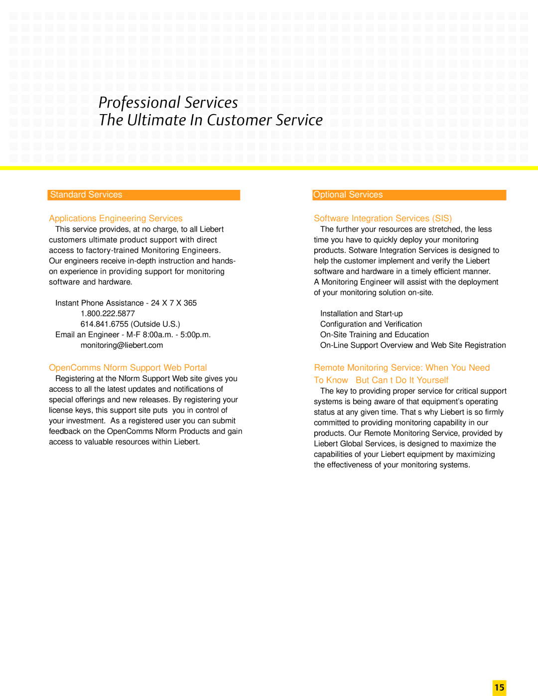 Emerson Nform And Interface Products manual Professional Services The Ultimate In Customer Service 