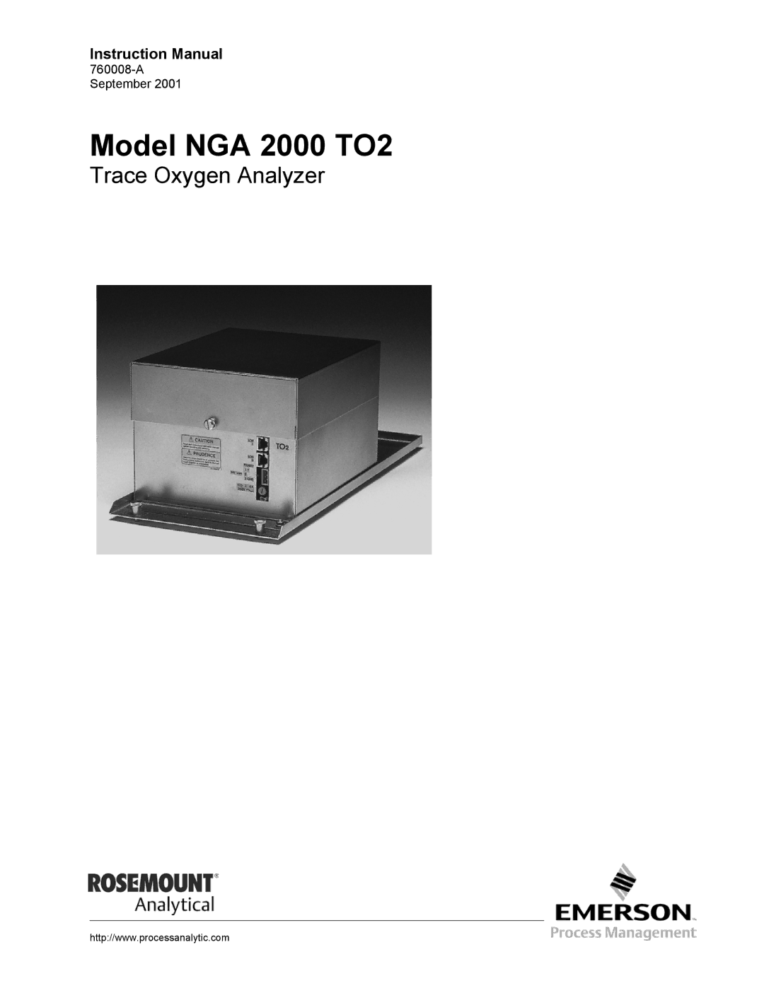 Emerson instruction manual Model NGA 2000 TO2 