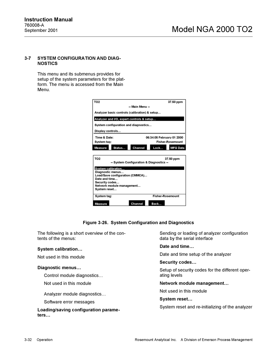 Emerson NGA 2000 TO2 instruction manual System Configuration and DIAG- Nostics 