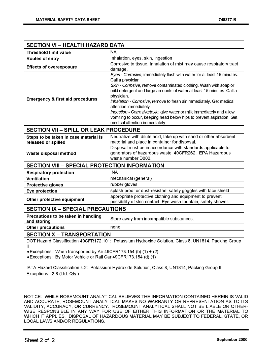 Emerson NGA 2000 TO2 Threshold limit value Routes of entry, Effects of overexposure, Emergency & first aid procedures 