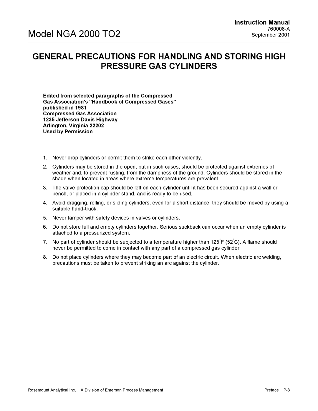 Emerson instruction manual Model NGA 2000 TO2 