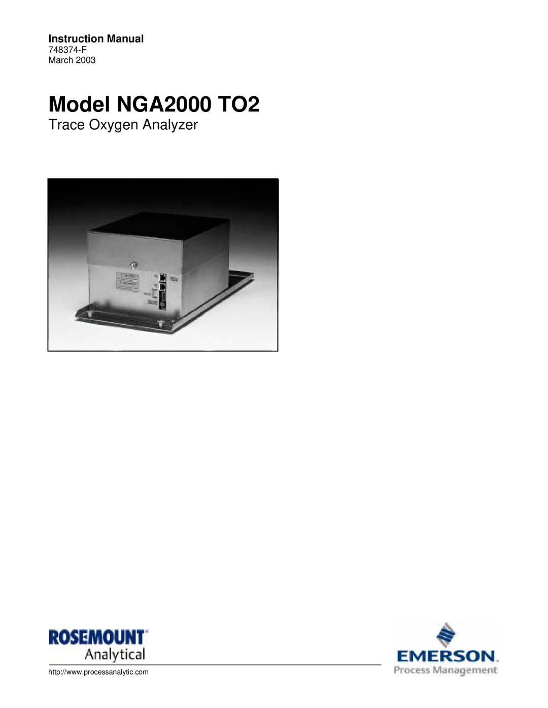 Emerson instruction manual Model NGA2000 TO2 