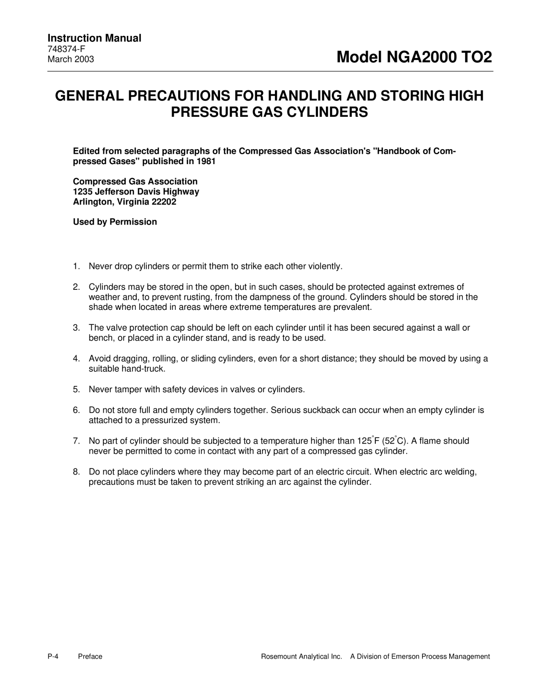 Emerson instruction manual Model NGA2000 TO2 