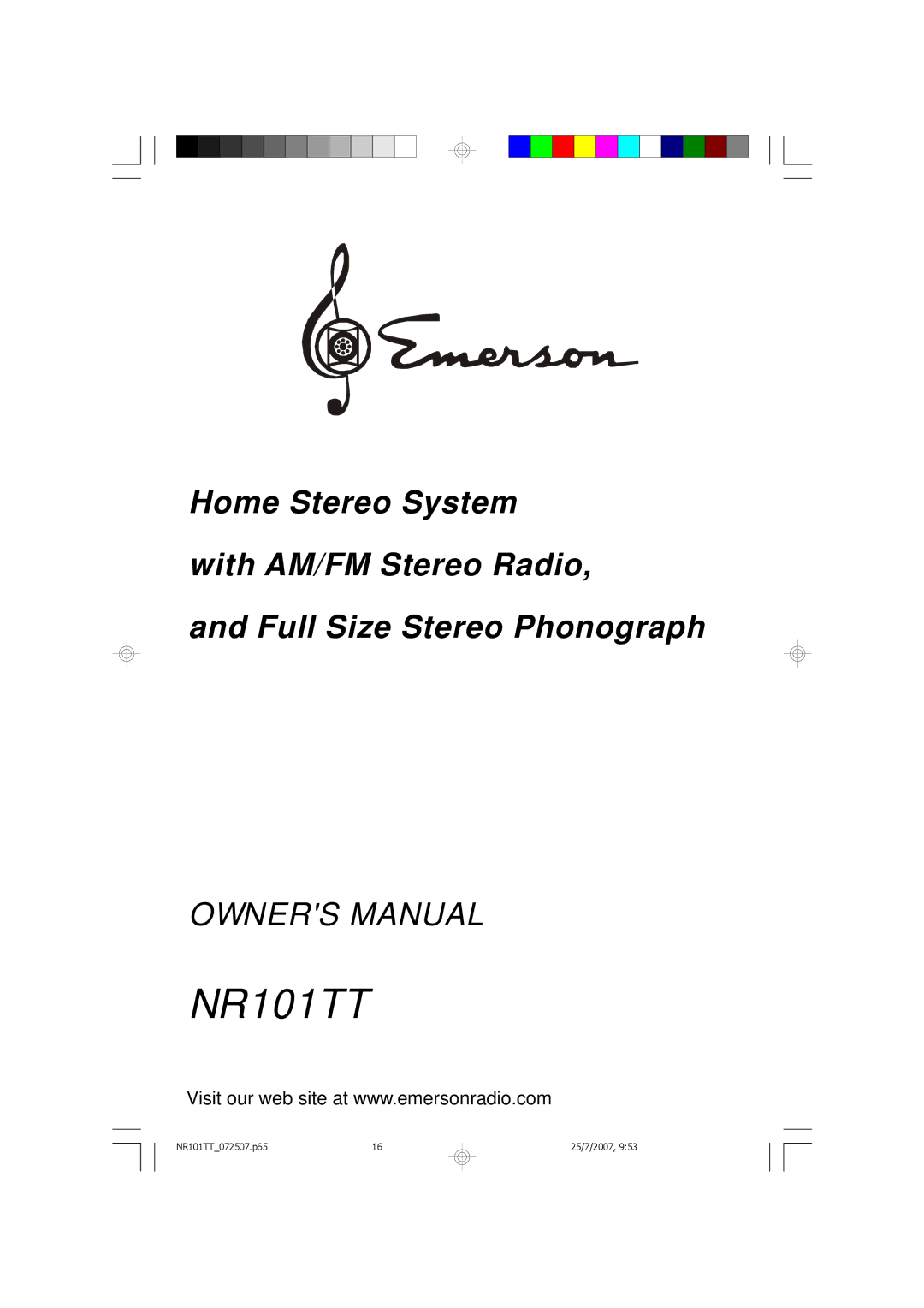 Emerson NR101TT owner manual 