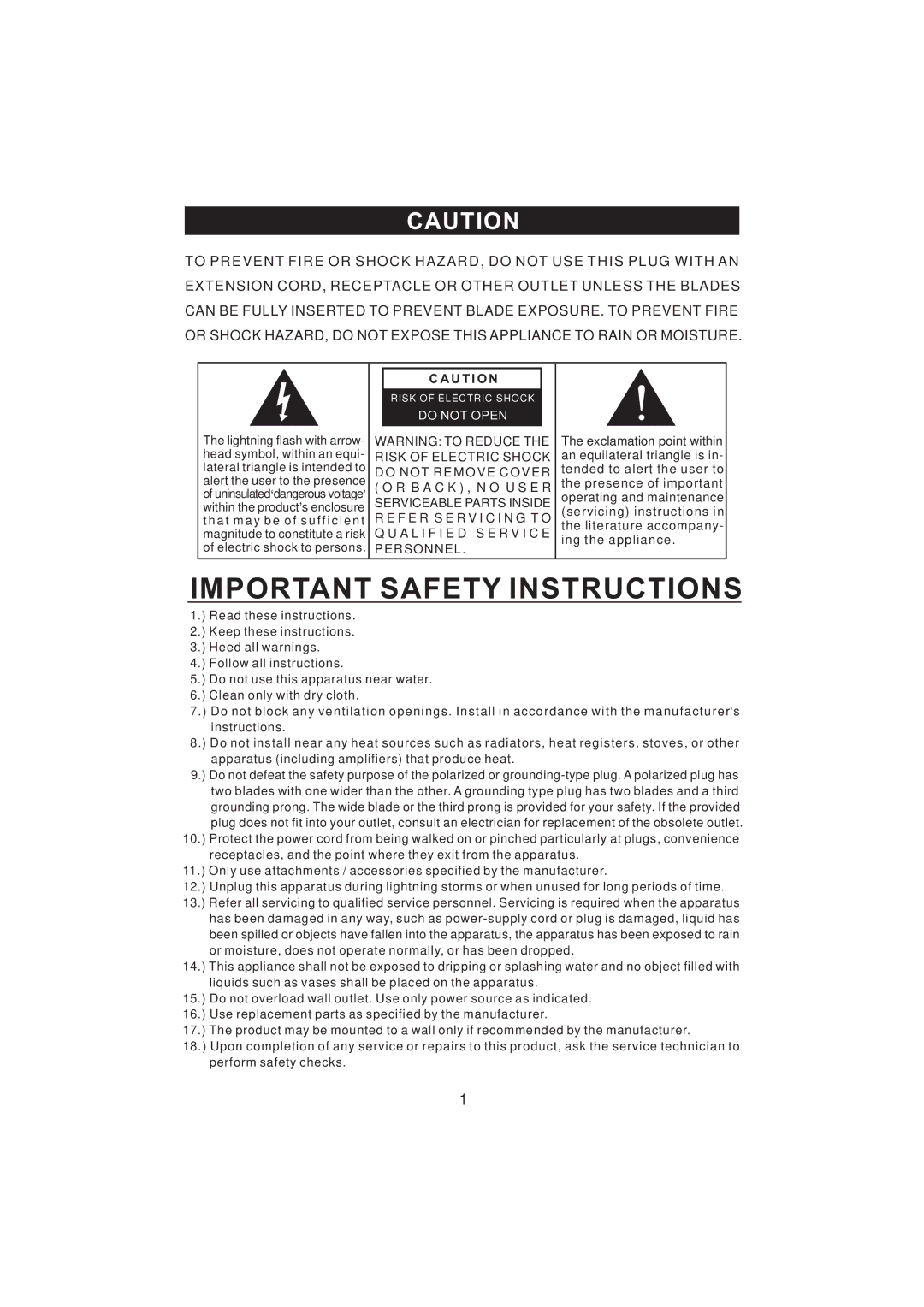 Emerson NR101TTC owner manual Important Safety Instructions 