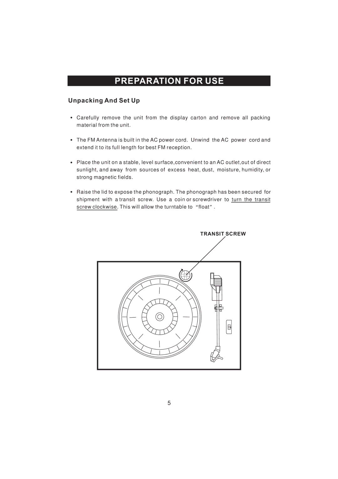 Emerson NR101TTC owner manual Preparation for USE, Unpacking And Set Up 