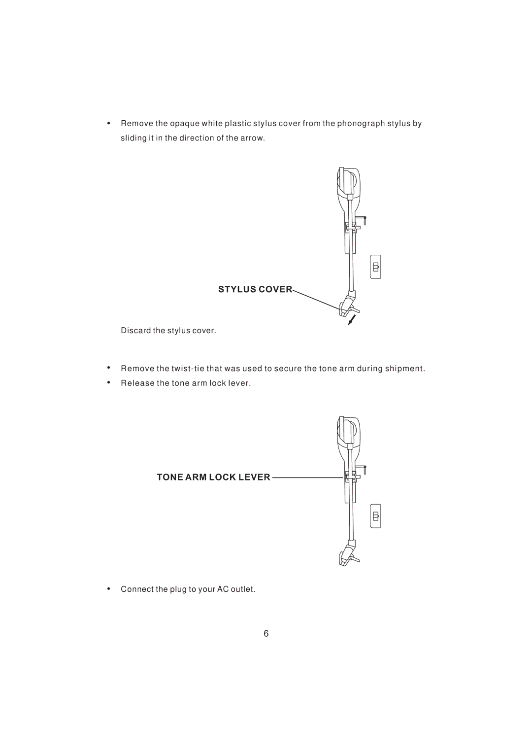 Emerson NR101TTC owner manual Tone ARM Lock Lever 