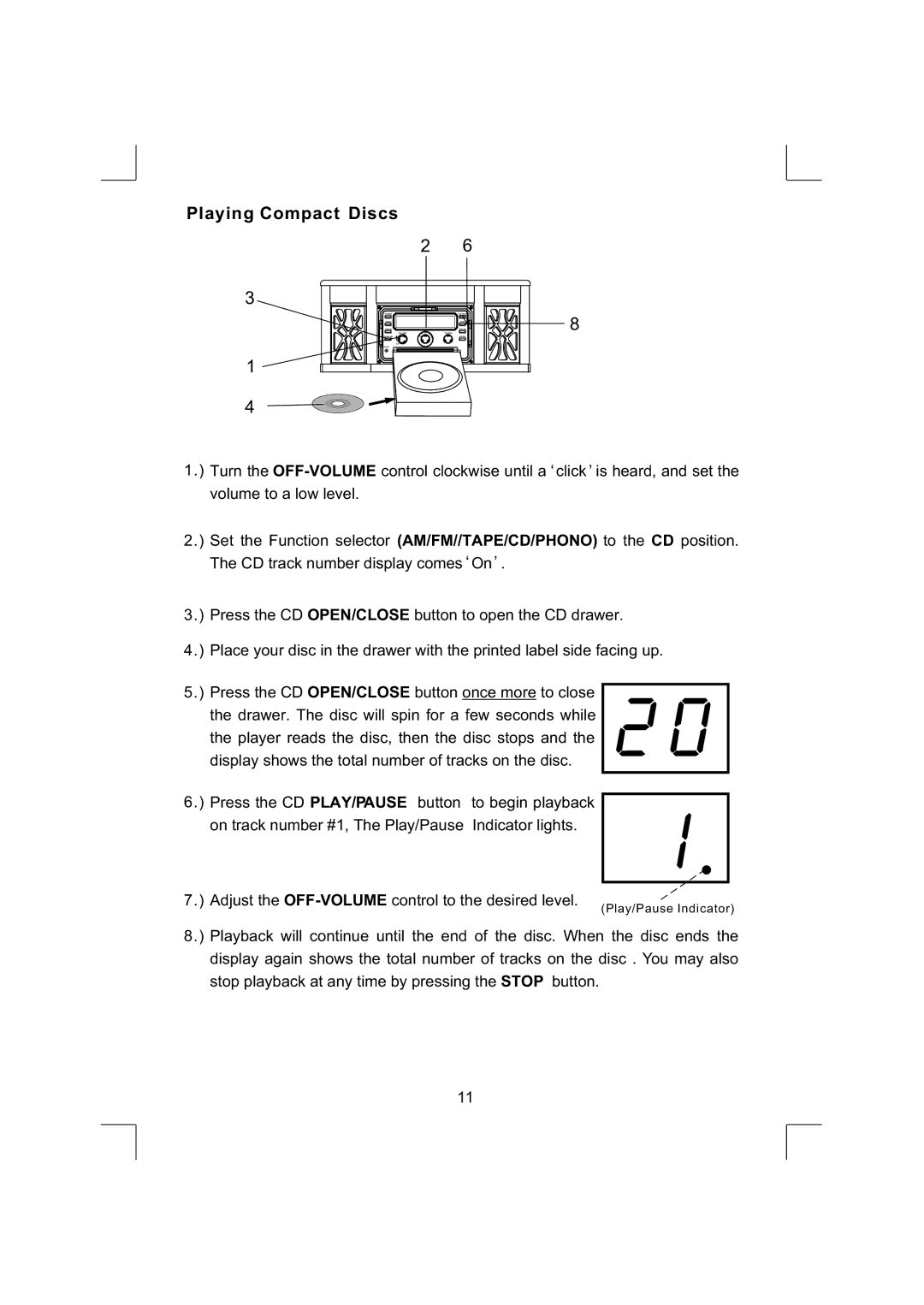 Emerson NR290TTC owner manual Playing Compact Discs 