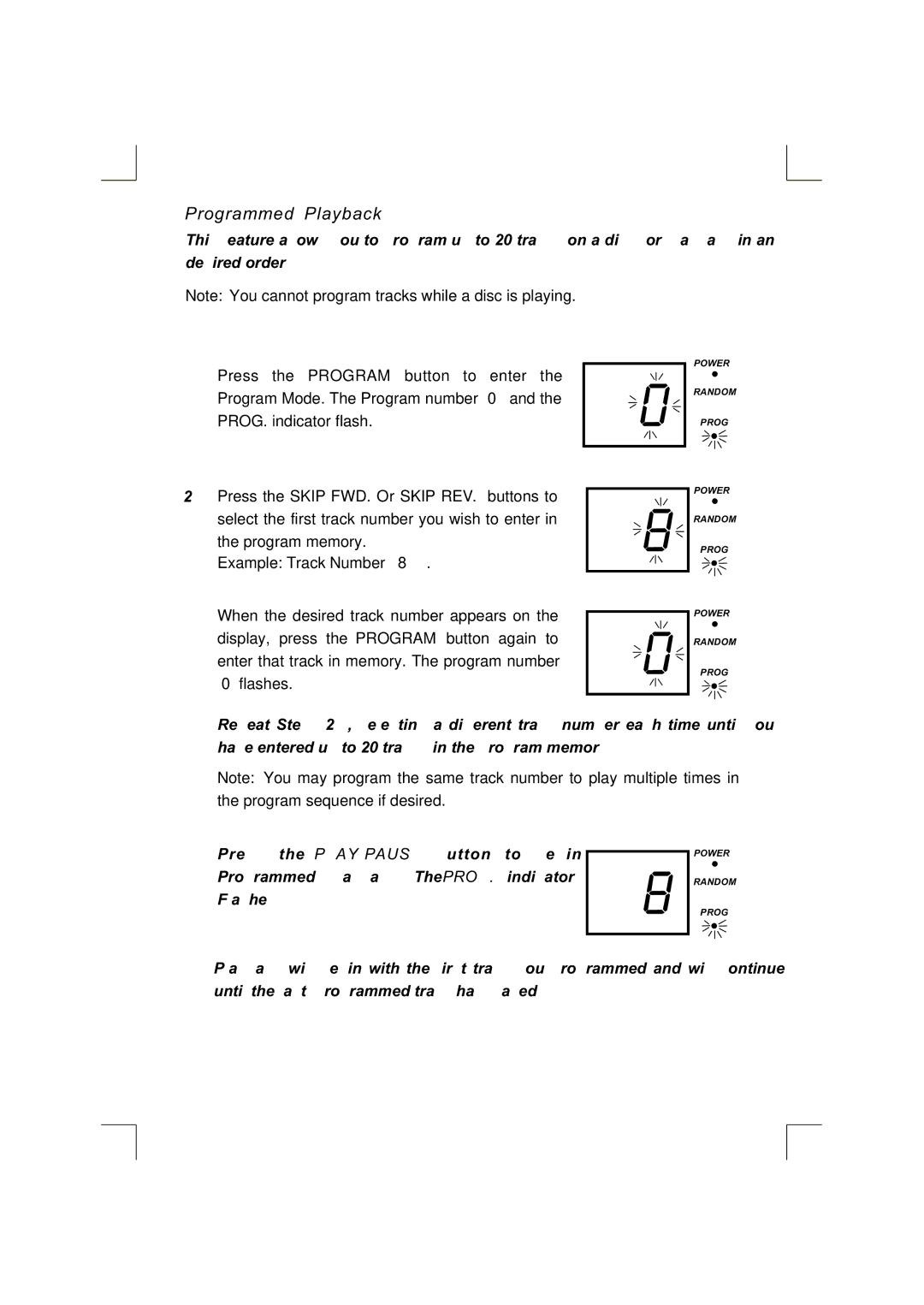 Emerson NR290TTC owner manual Programmed Playback 