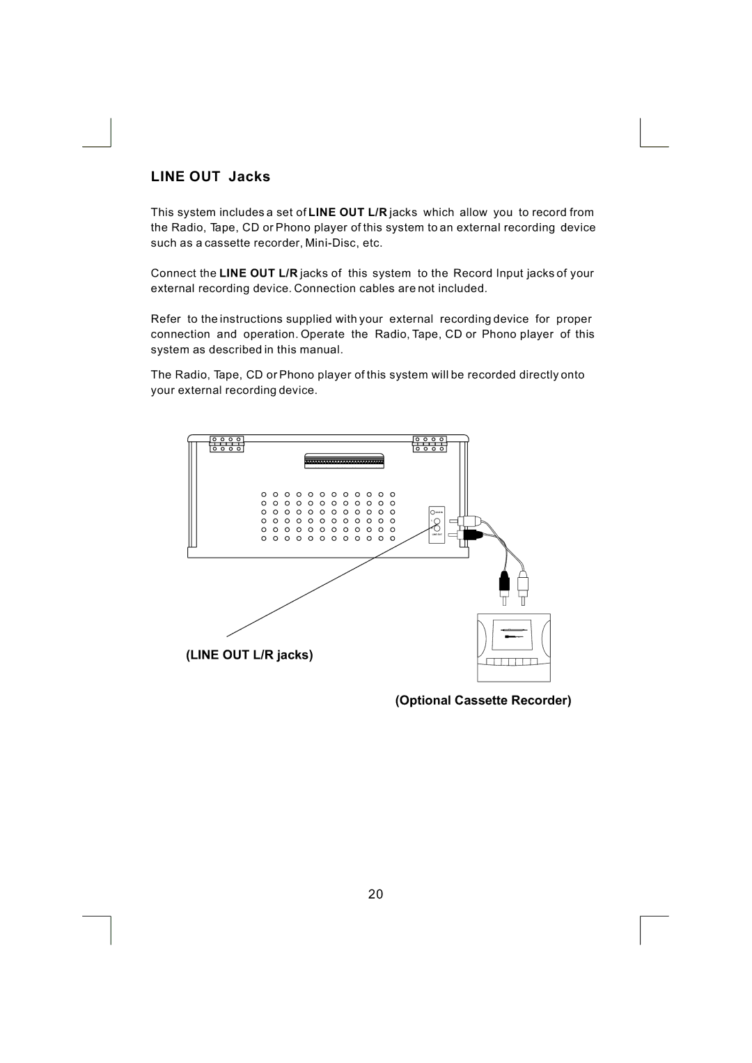 Emerson NR290TTC owner manual Line OUT Jacks 