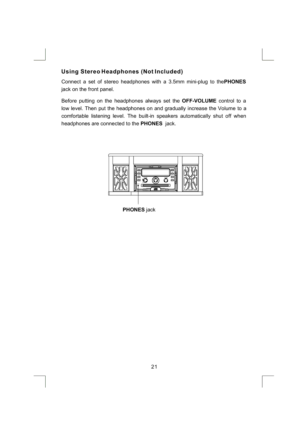 Emerson NR290TTC owner manual Using Stereo Headphones Not Included 