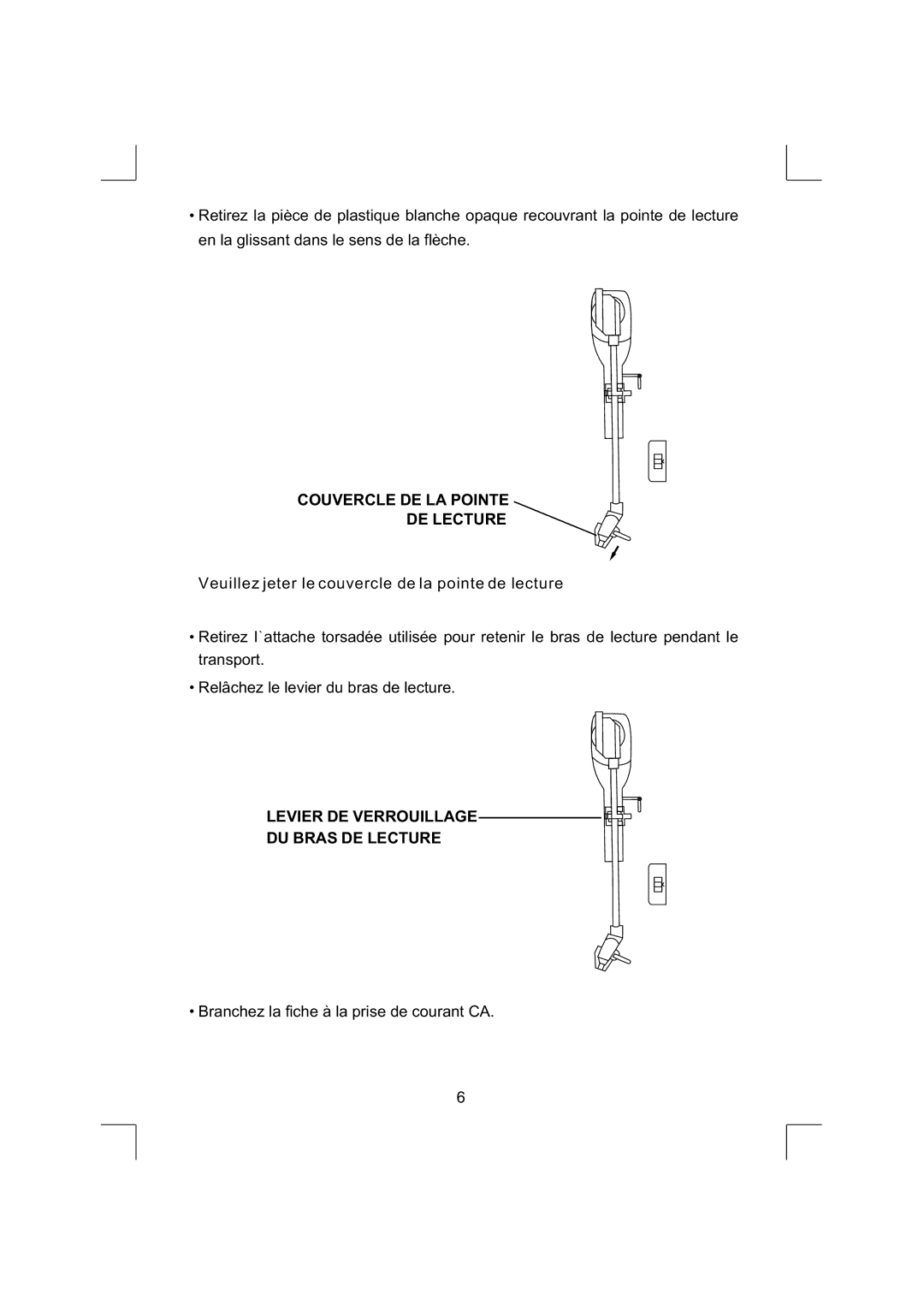 Emerson NR290TTC owner manual Levier DE Verrouillage DU Bras DE Lecture 