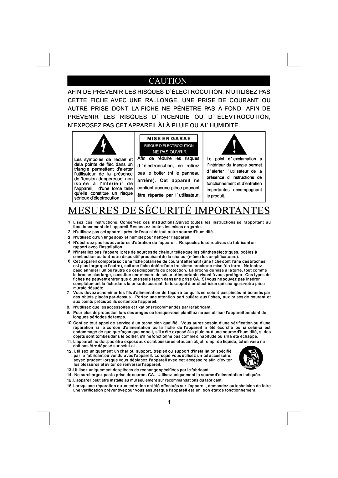 Emerson NR290TTC owner manual Mesures De Securite Importantes 