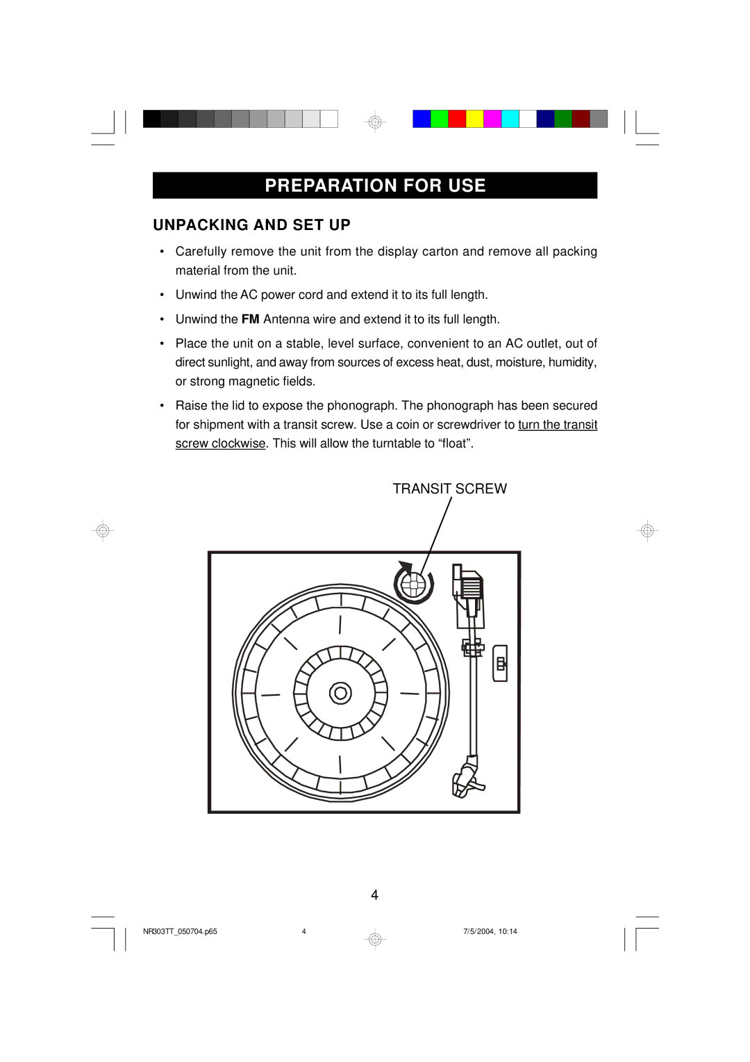 Emerson NR303TT owner manual Preparation for USE, Unpacking and SET UP 