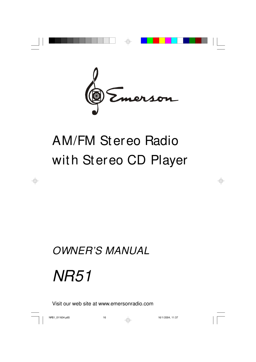 Emerson NR51 owner manual 