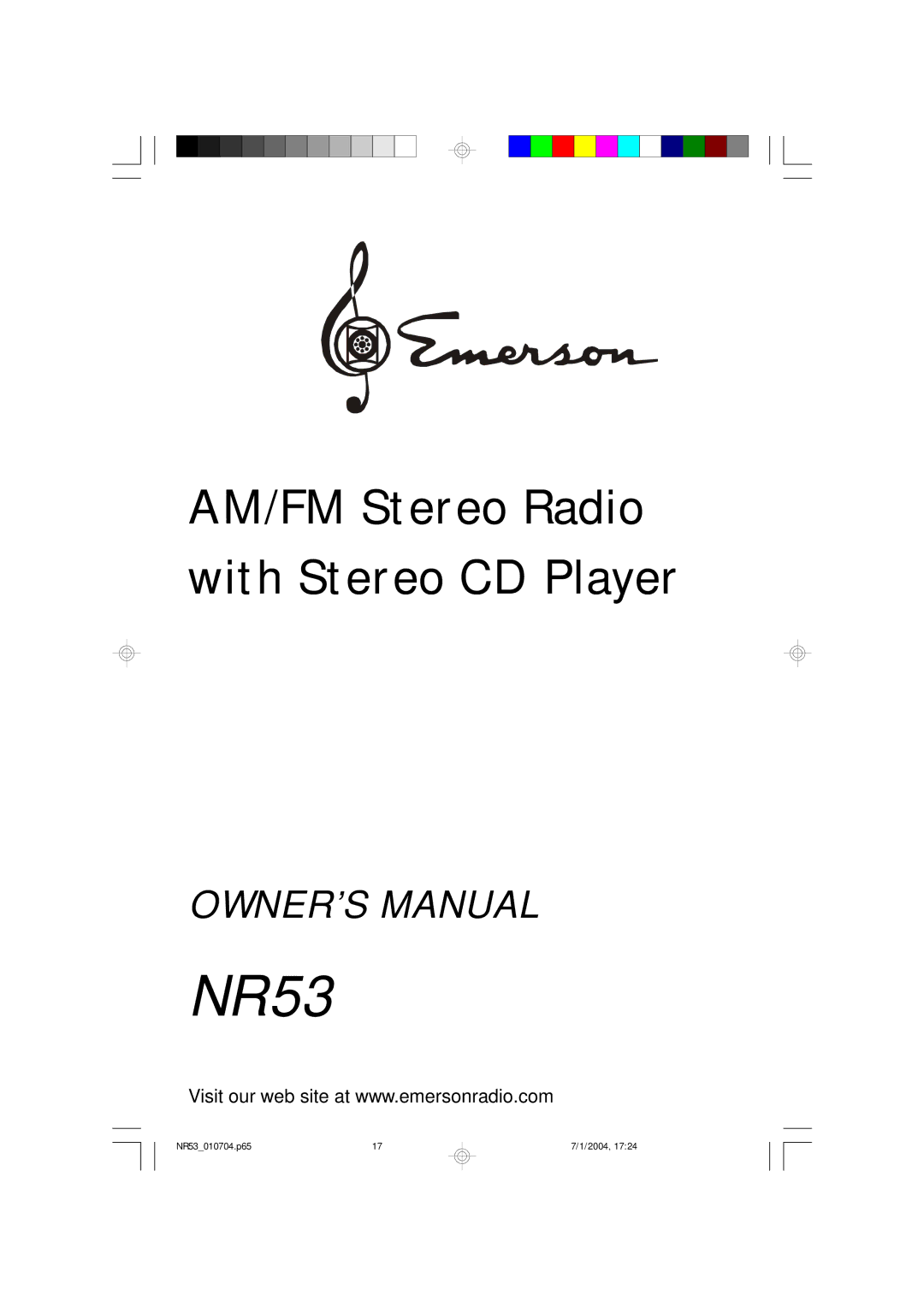 Emerson NR53 owner manual 