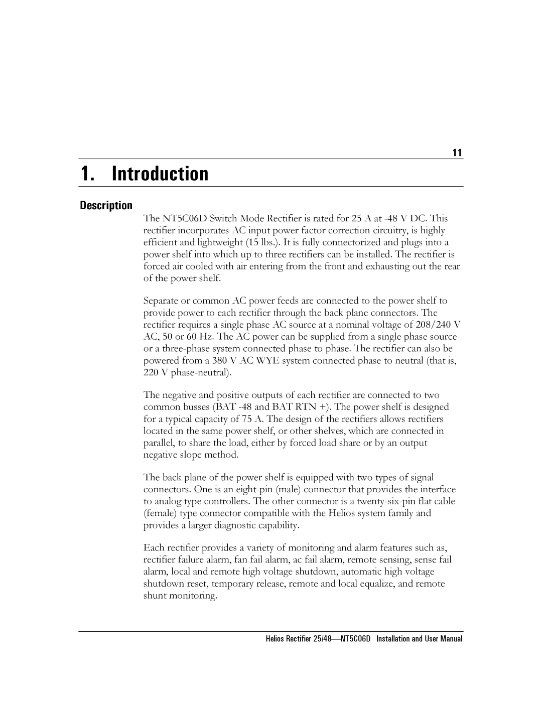 Emerson NT5C06D user manual Introduction, Description 