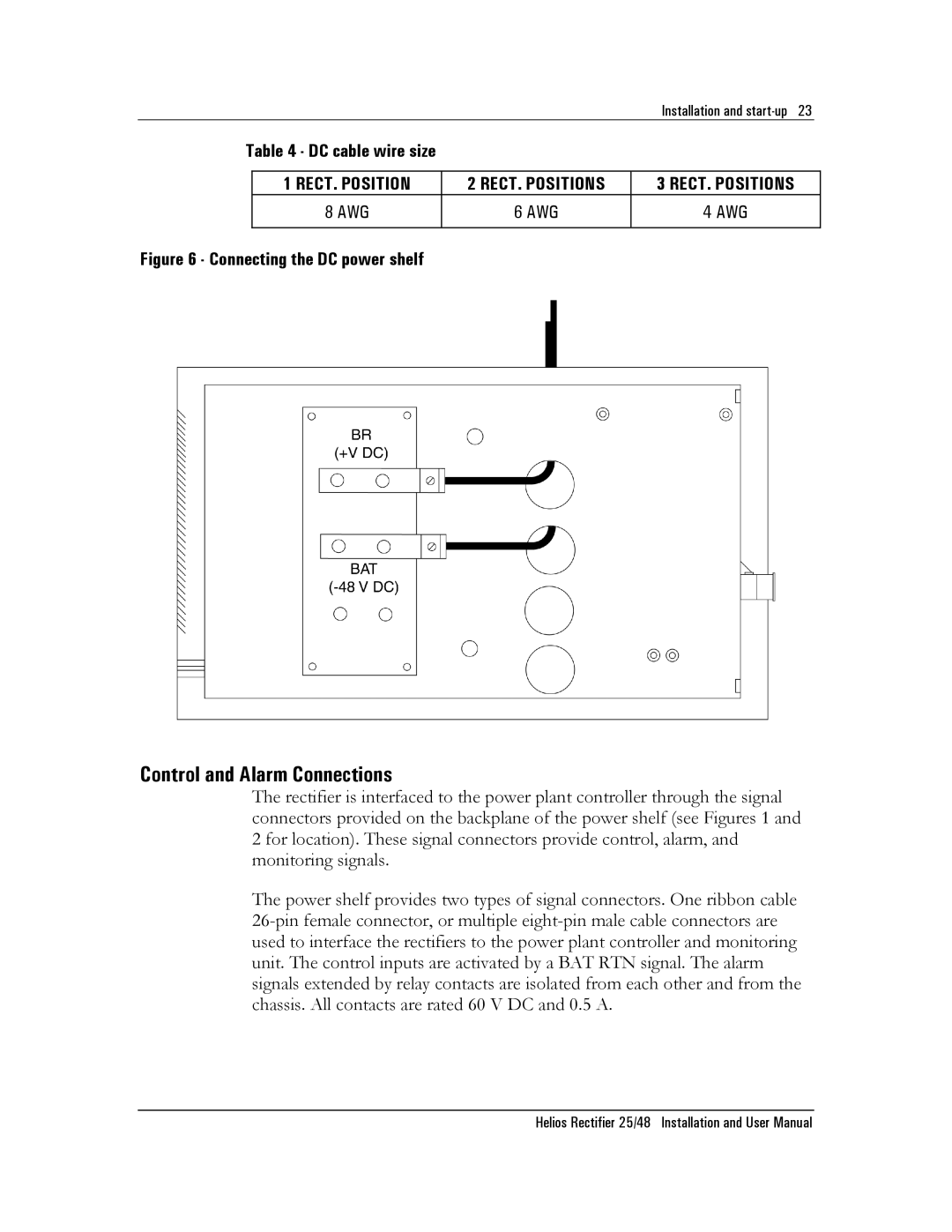 Emerson NT5C06D user manual Control and Alarm Connections, Connecting the DC power shelf 