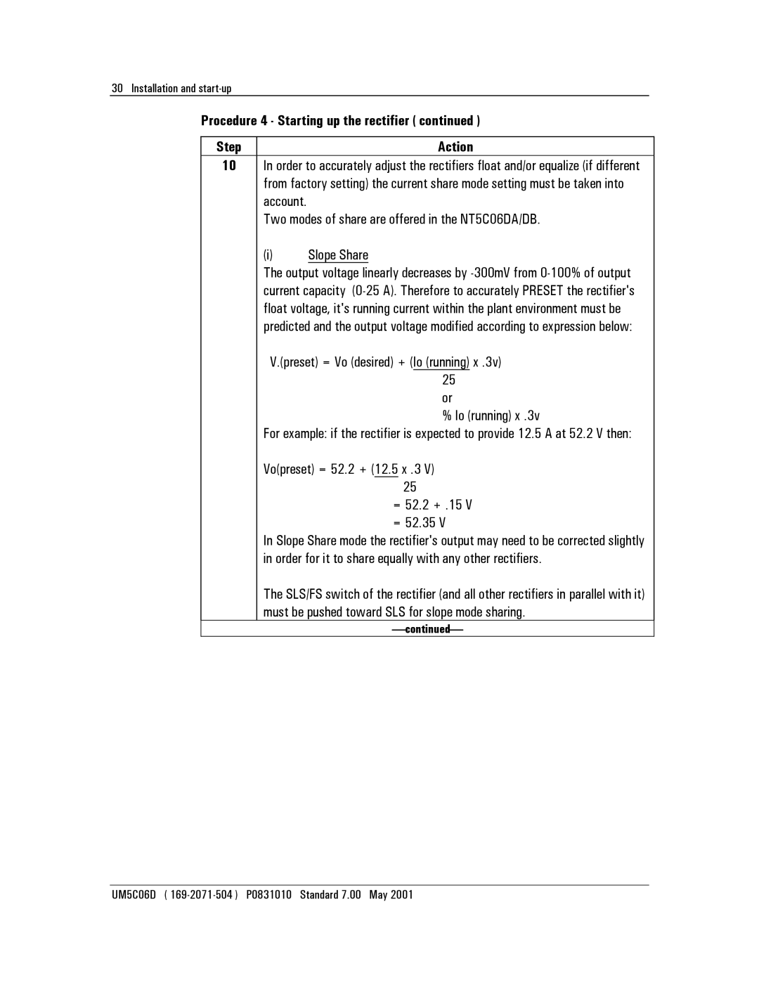 Emerson NT5C06D user manual = 52.2 + .15 V = 52.35 