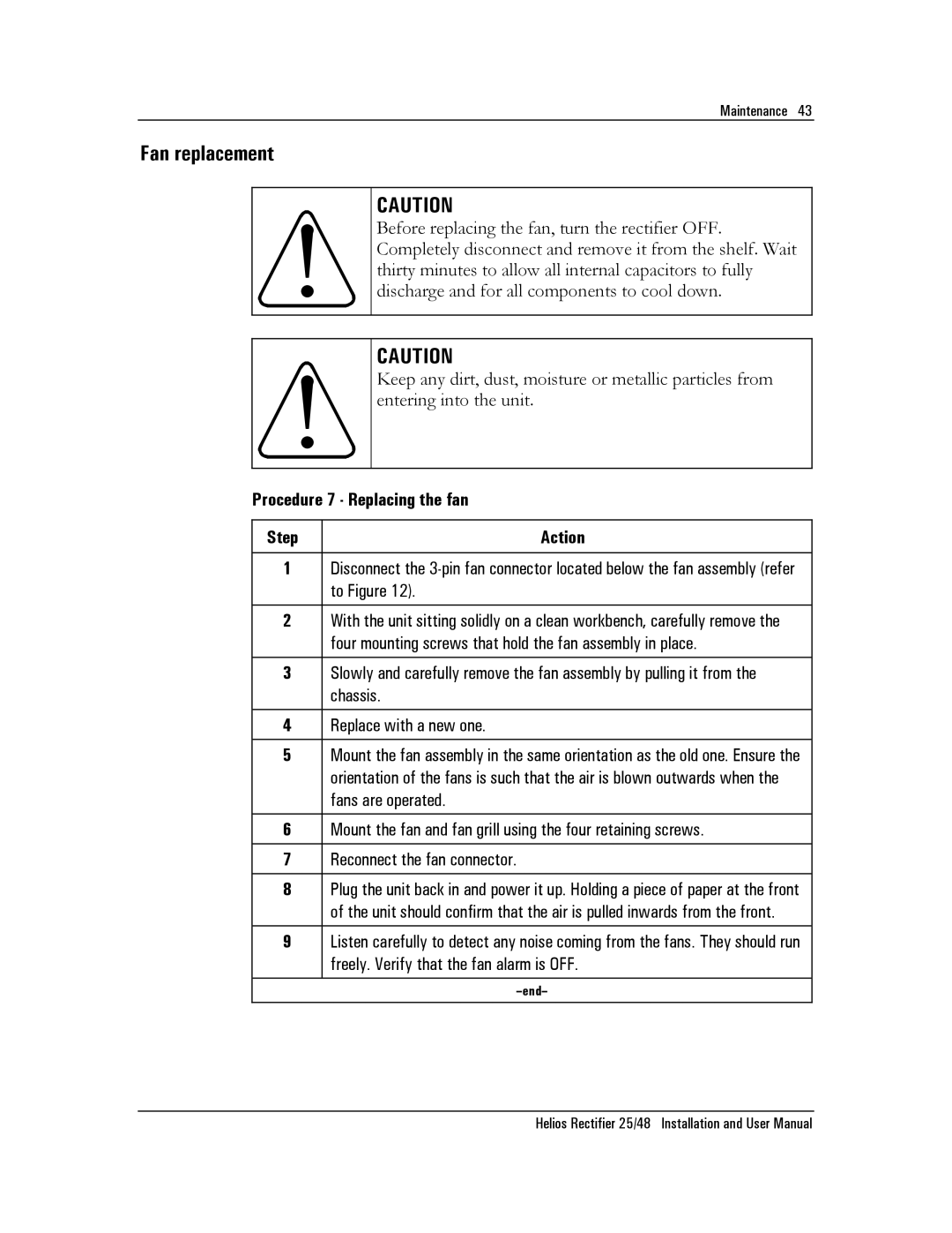 Emerson NT5C06D user manual Fan replacement 