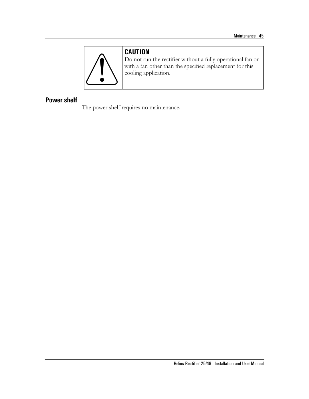 Emerson NT5C06D user manual Power shelf 