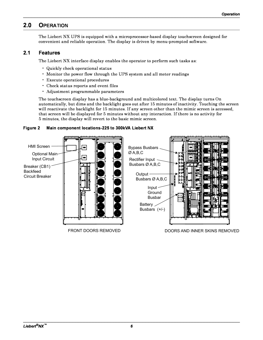 Emerson NX manual Features, Operation 