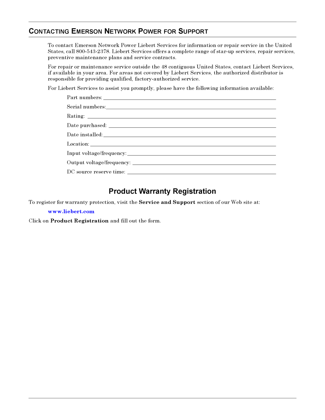 Emerson NX manual Product Warranty Registration 